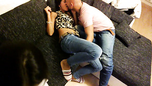 Sizzling dark haired Czech student pleases bald dude with blowjob