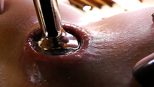 Dissolute damsel Mira stretches her anus with a sex toy