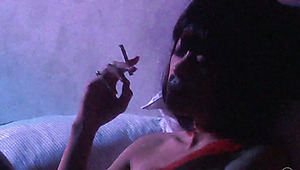 Sex-appeal stripper is smoking and sucking hard dick
