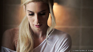 Stunning blonde angel Nesty gets her shaved muff pounded