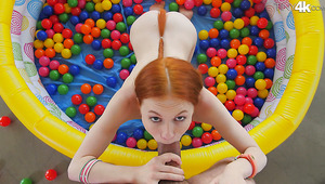 Dirty pale skin young redhead whore fed with dick and boned from behind