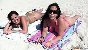 Diamond Kitty exposes boobs on the beach and enjoys swinger fuck