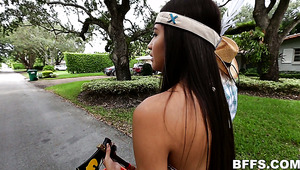 Titless cutie gets tricked and treated missionary style on Halloween