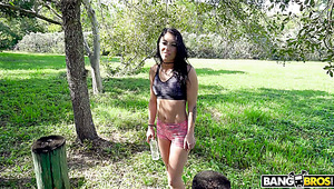 Dirty-minded slutty black head Alissa Avni gets picked up and hammered in the van