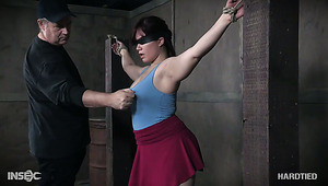 A bit plump submissive whore Tegan Trex is tied up and brutally masturbated