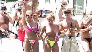 Lots of shameless bitches are eager to demonstrate their titties outdoors
