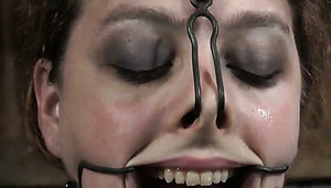 Ample breasted curvy whore gets her nose holes and mouth stretched hard