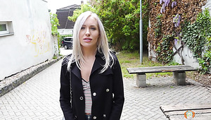 Svelte naturally pale Angelika Grace gets poked doggy passionately