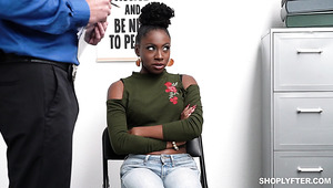 Svelte black chick Anne Amari is punished hard by horny cop in some sex poses
