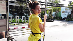 Kinky traveling girl Leona Mia loves working on cam in various places