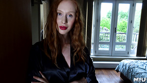 To win a chance to be poked doggy redhead in black nylon stockings gives head