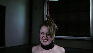 Punished blonde sweetie Kylie is kneeling on the rump and smashed candy