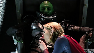 Horny alien fucks the shit out of blonde cowgirl right in his spaceship