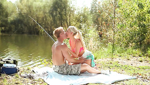 Crazy whore Jenny Simons stretched out hard outdoors