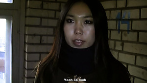 Lewd Asian nympho sucks two cocks like there's no tomorrow