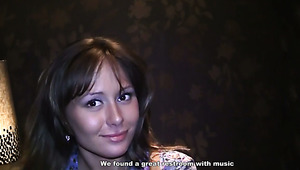 Charming babe July meets a horny dude in cafe and fucks him in the toilet