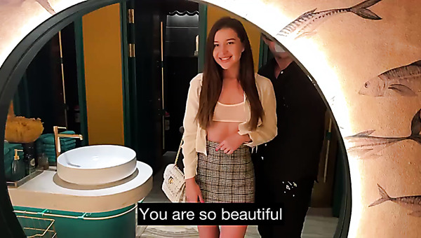 Beautiful Slim Porn Actress Get Occasional Fuck in the WC of the Restaurant