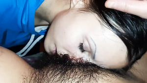 I buried my nose in my girlfriend's hairy cunt!