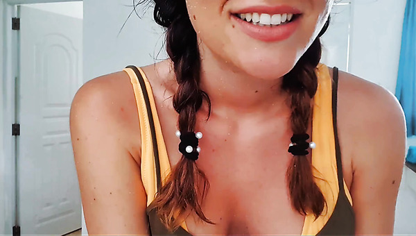 Smiling dirty German girl invited stranger to watch how she's masturbating