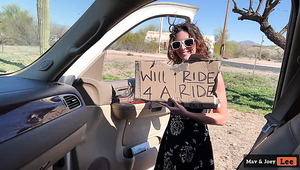 Horny slut will give you a dick ride with free creampie if you drive her home