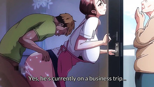 2D hotwife cheats on her hubby with young lad hentai movie