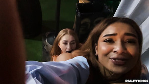 Unruly Pretty Blonde And Frisky Fit Bubble-booty Latina Hotties Go Sexually Nuts In a Night Club