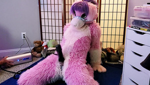 Furry TS uses masturbatory toy on a cock - Amateur Solo
