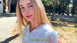 Pretty russian student needs money so she agrees to fuck with a random guy