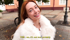 Pretty young redhead was picked up on the street and fucked really well after a cup of coffee